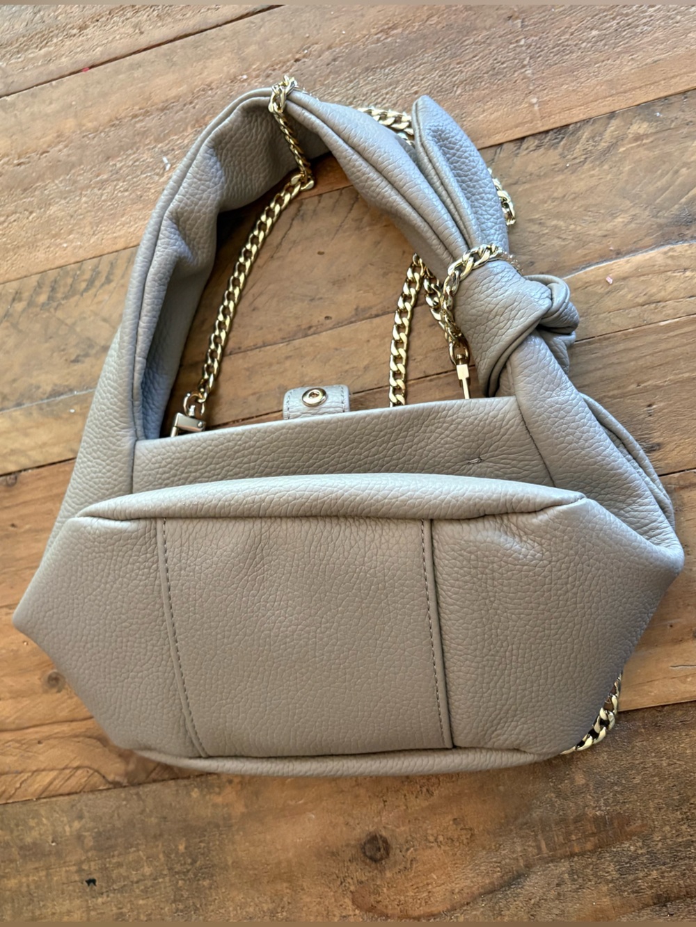 QUINCE Italian Leather Mini Bow Bag in Taupe - Picture 10 of 10